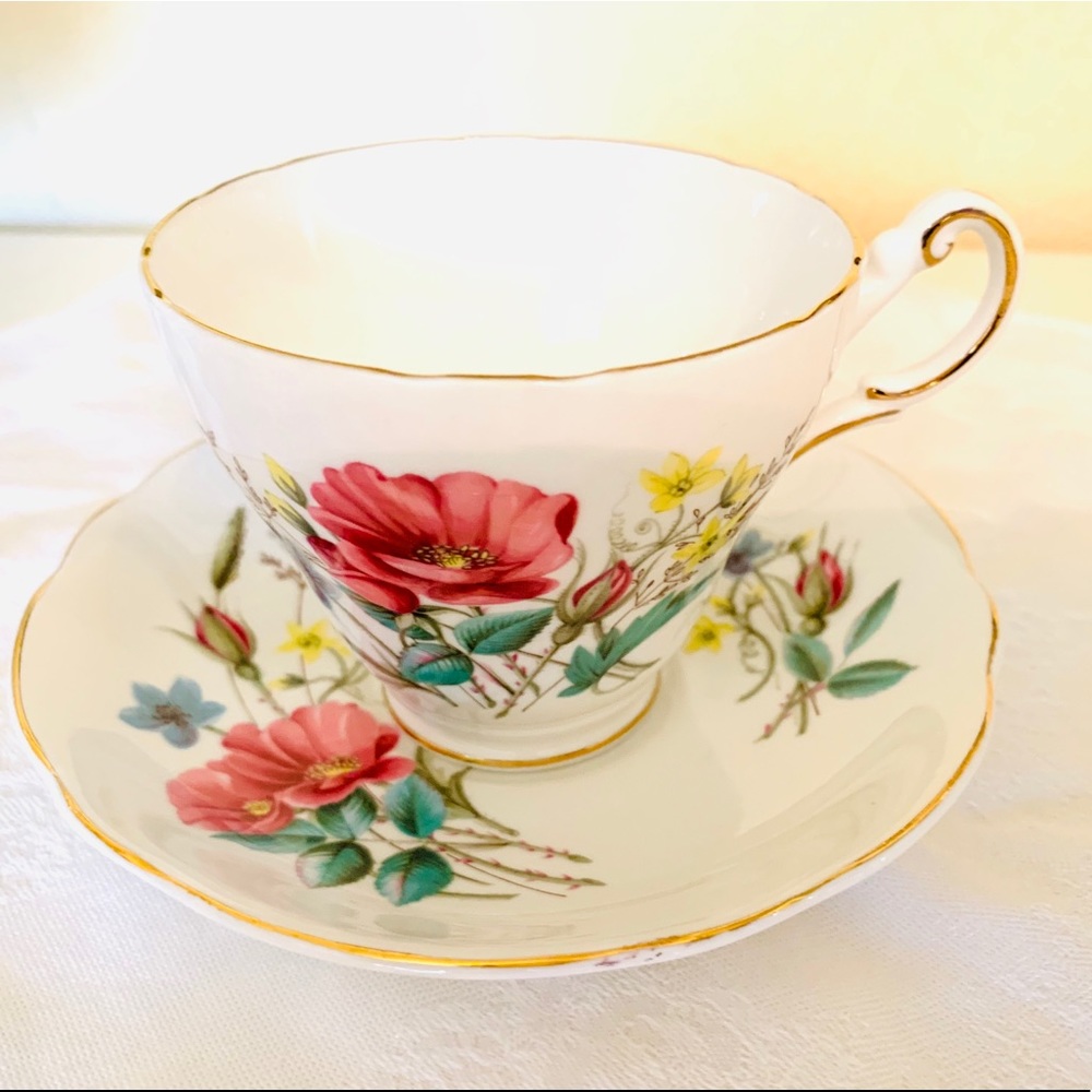 Vintage Regency English China Teacup + Saucer Set